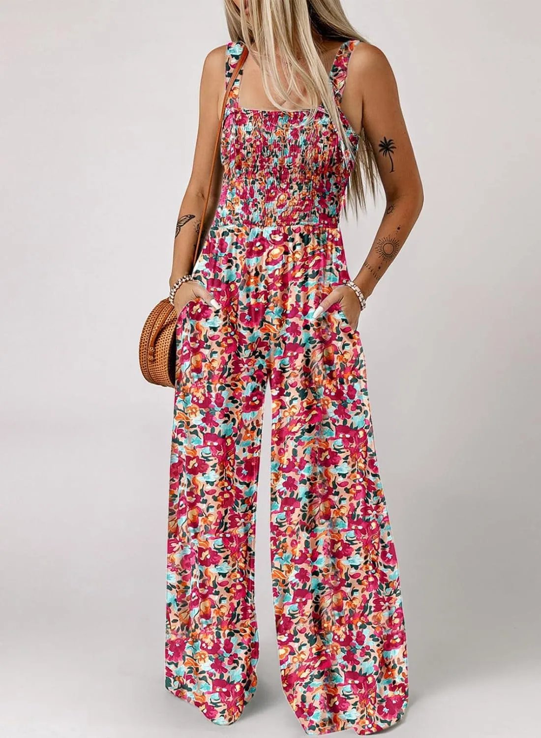 💕Women’s Casual Print Sleeveless Overalls Jumpsuits