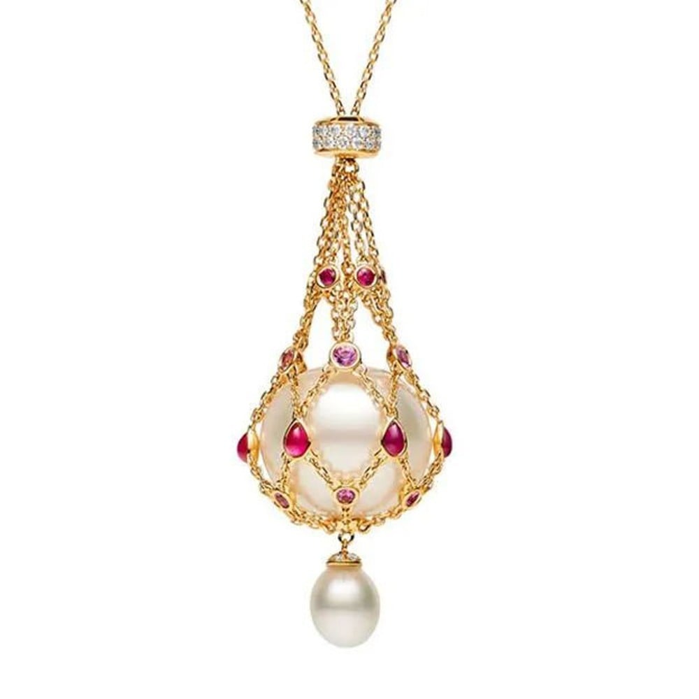 49% OFF--Pearl & Gemstone Lavalier Pendant