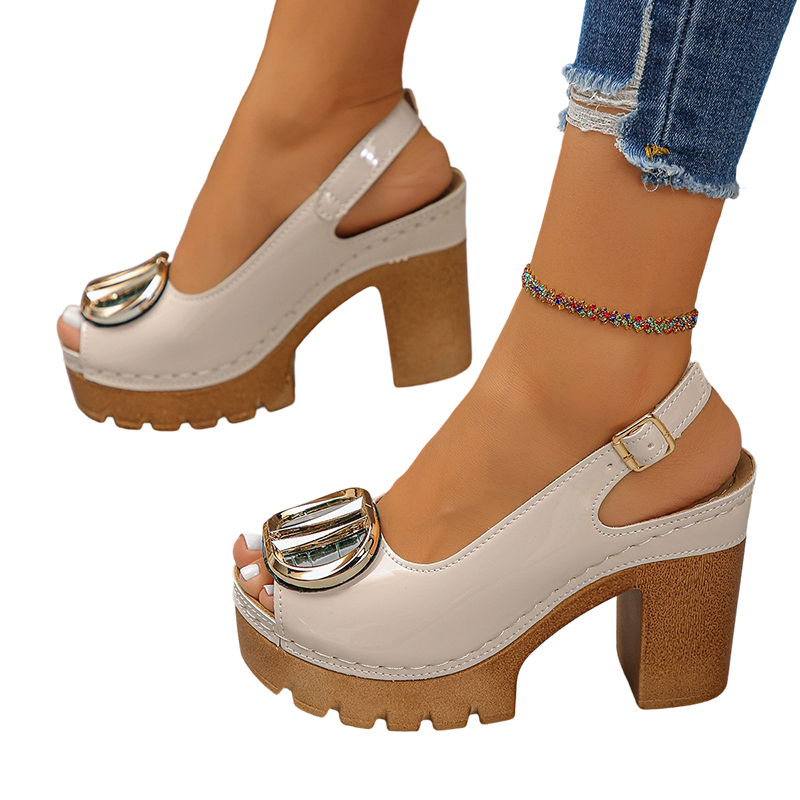 🏖️Elegant Peep-Toe Buckle Heeled Sandals