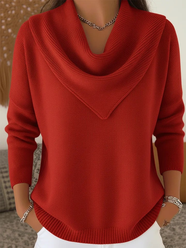 ⏰ LAST DAY SAVE 50% 💥2025 Elegant Retro Soft Triangle Neck Solid Color Sweater Top