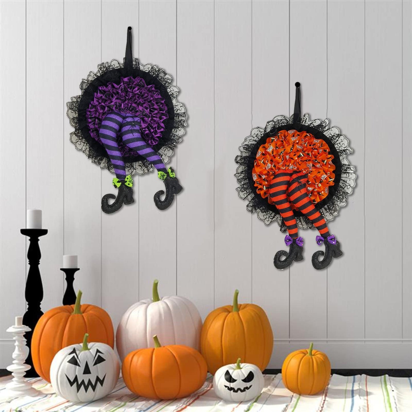 Halloween Witch Long Leg Wreath