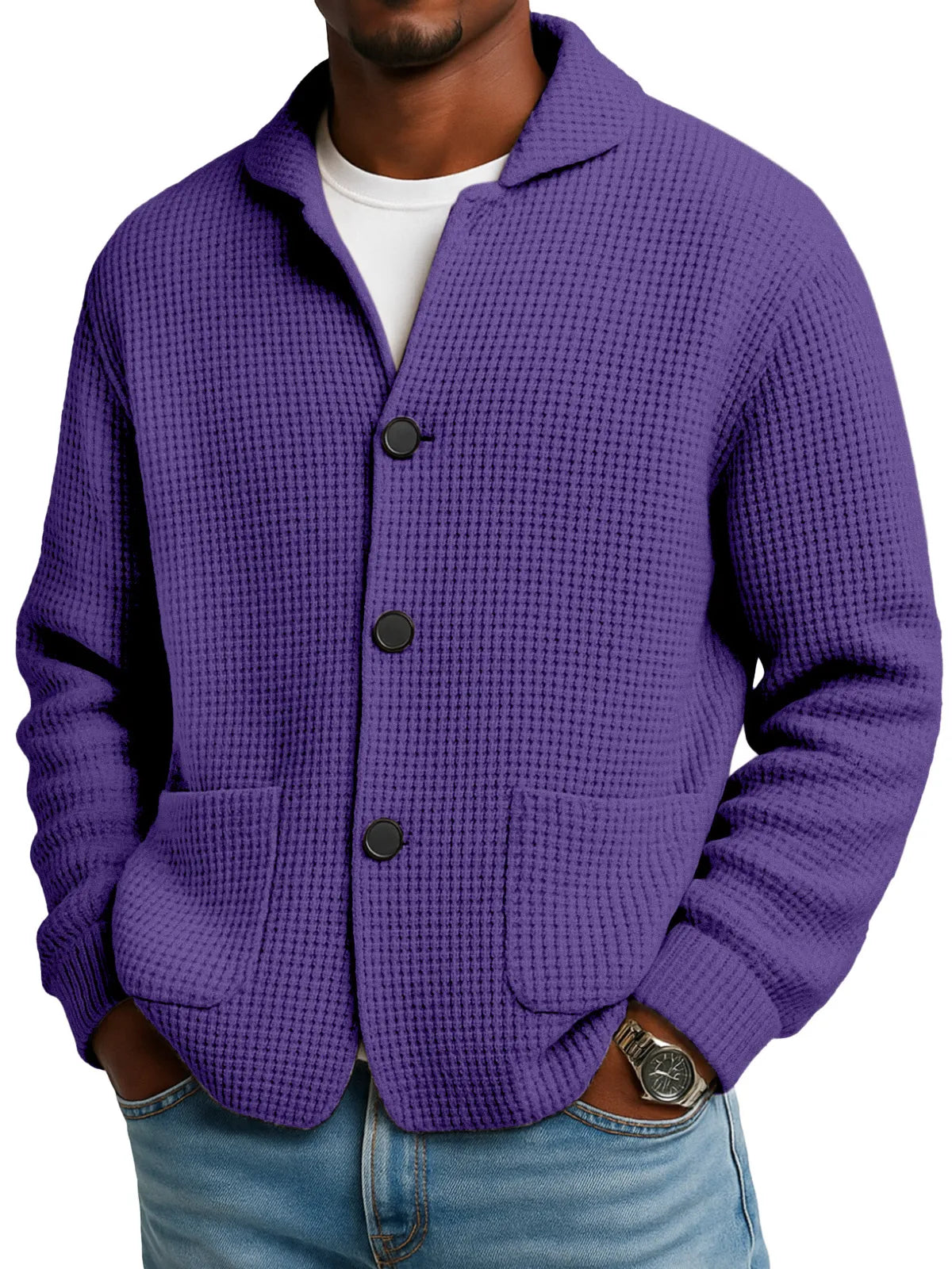 Autumn And Winter Solid Color Stand Collar Knitted Jacket