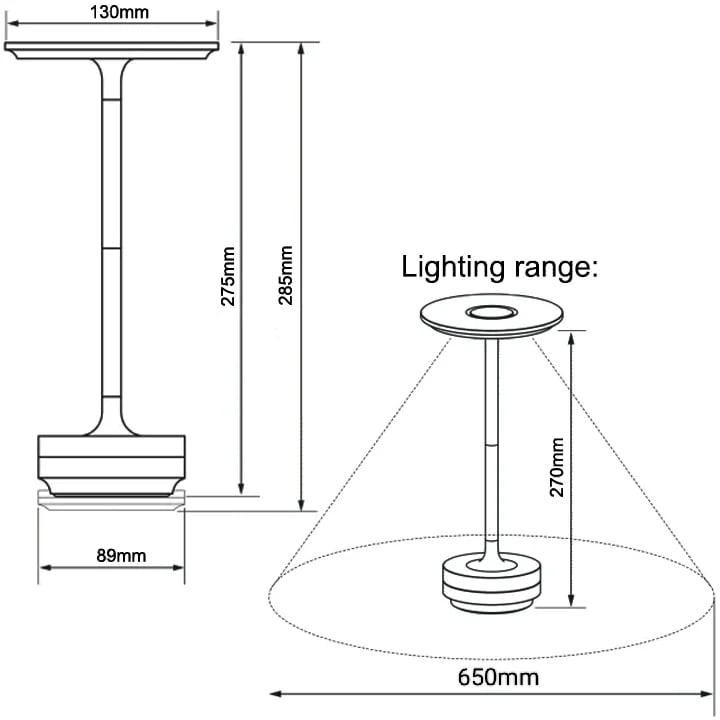 Cordless Table Lamp - Dimmable & Rechargeable Desk Light