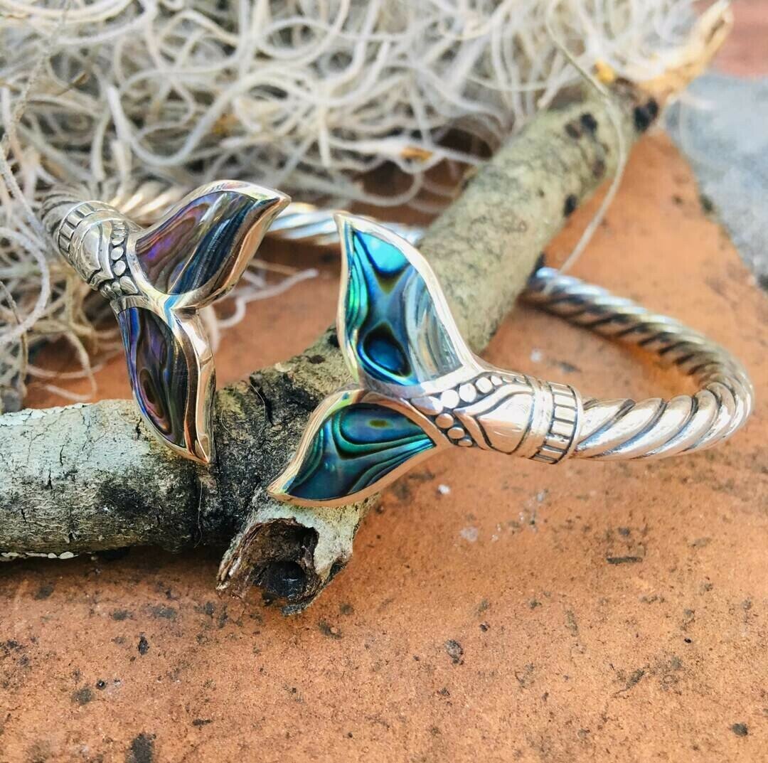 🔥Abalone Shell Mermaid Tail SS Bangle Bracelet