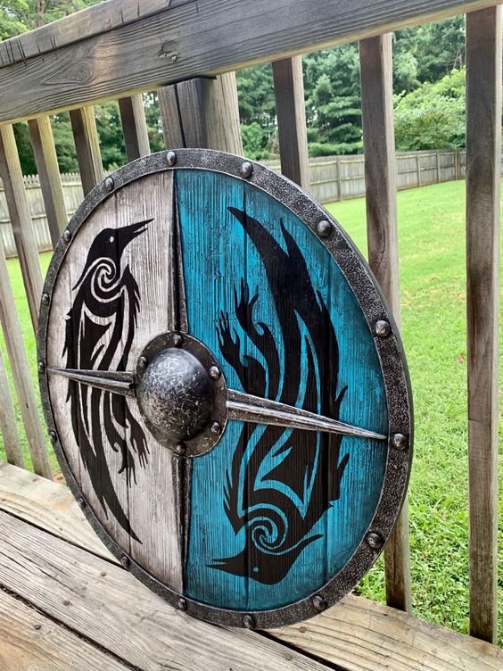 Eivor Valhalla Raven Battle Damaged Viking Wooden Shield 30CM