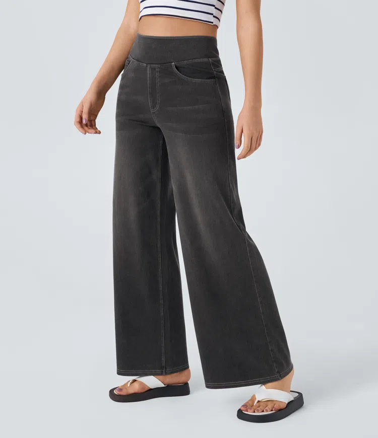 mamymarket™-Quinn Super Stretch High-Waisted Wide Leg Jeans