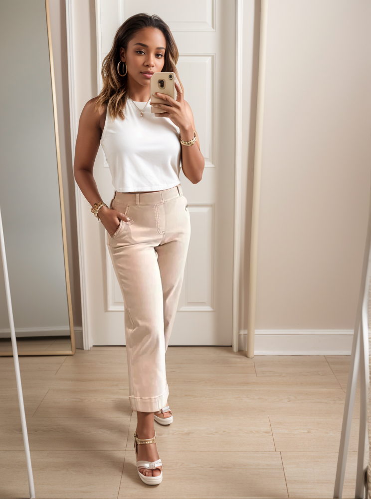 Tummy Control Twill Cropped Wide Leg Pant(Buy 2 Free Shipping)