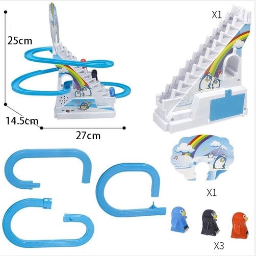 mamymarket™-Funny Automatic Stair-Climbing Ducklings Cartoon Race Track Set