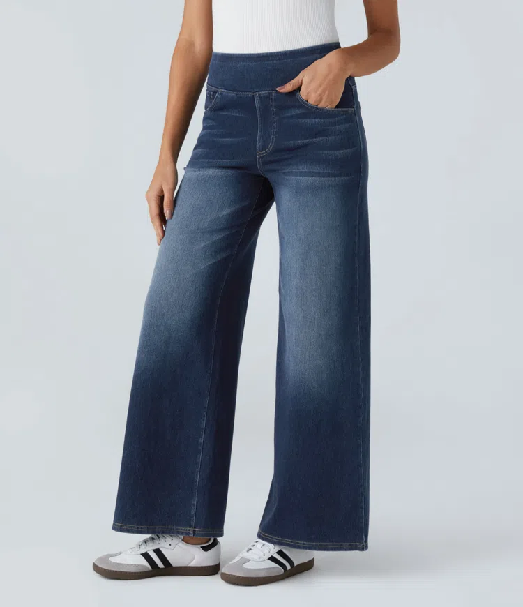 mamymarket™-Quinn Super Stretch High-Waisted Wide Leg Jeans