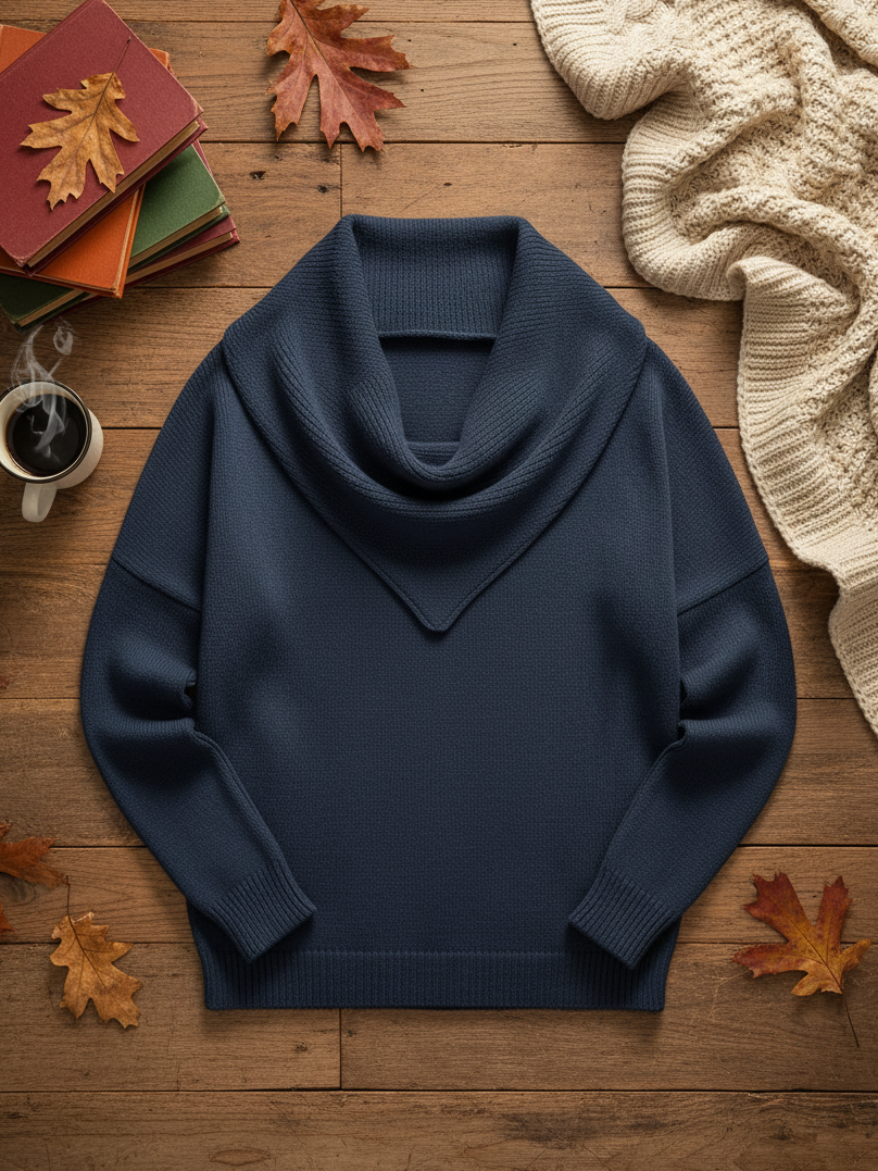 ⏰ LAST DAY SAVE 50% 💥2025 Elegant Retro Soft Triangle Neck Solid Color Sweater Top