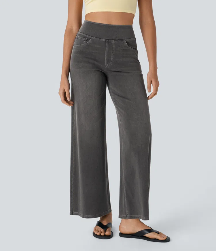 mamymarket™-Quinn Super Stretch High-Waisted Wide Leg Jeans