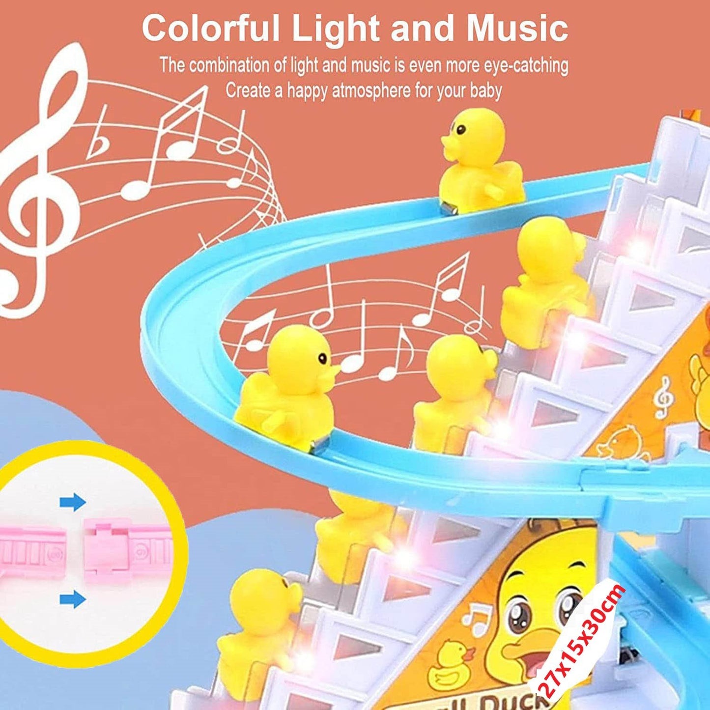 mamymarket™-Funny Automatic Stair-Climbing Ducklings Cartoon Race Track Set