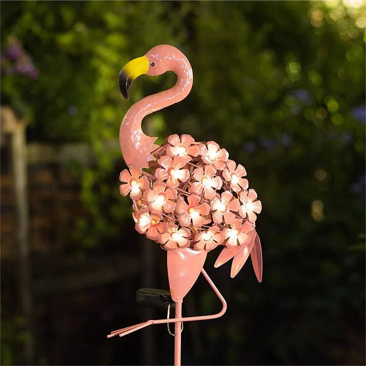 Flamingo Solar Light Metal Art