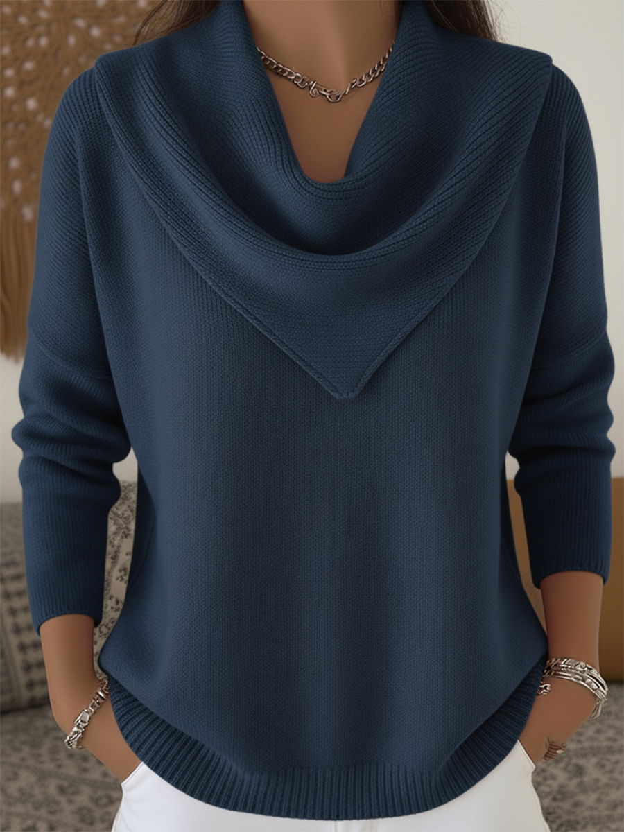 ⏰ LAST DAY SAVE 50% 💥2025 Elegant Retro Soft Triangle Neck Solid Color Sweater Top