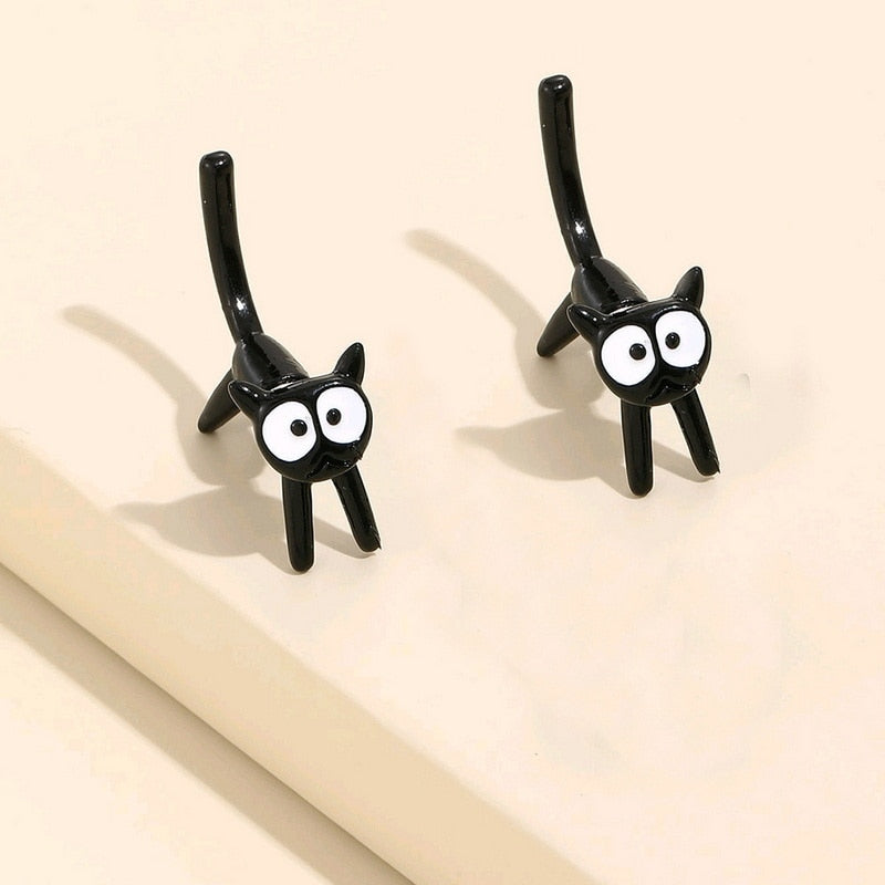 2023 New Funny Small Black Cat Earring for Women Girl Fashion Cute Animal Earrings Fashion Party Jewelry Gifts Wholesale