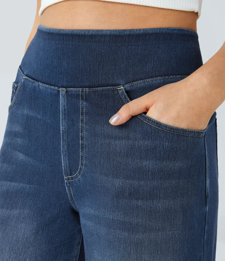 mamymarket™-Quinn Super Stretch High-Waisted Wide Leg Jeans