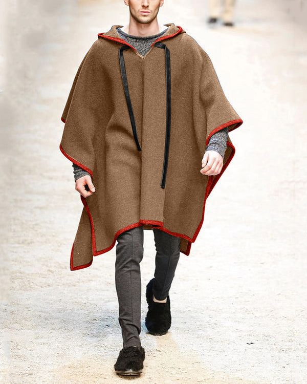 Men's Cape Shawl Pullover Cape Woolen Coat