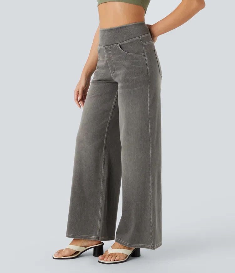 mamymarket™-Quinn Super Stretch High-Waisted Wide Leg Jeans