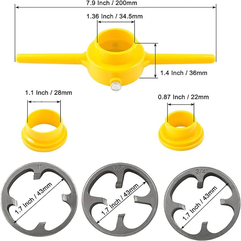 mamymarket™-6-Piece Set Of Water Pipe Die Plastic Pipe Die Tap Wrench Set