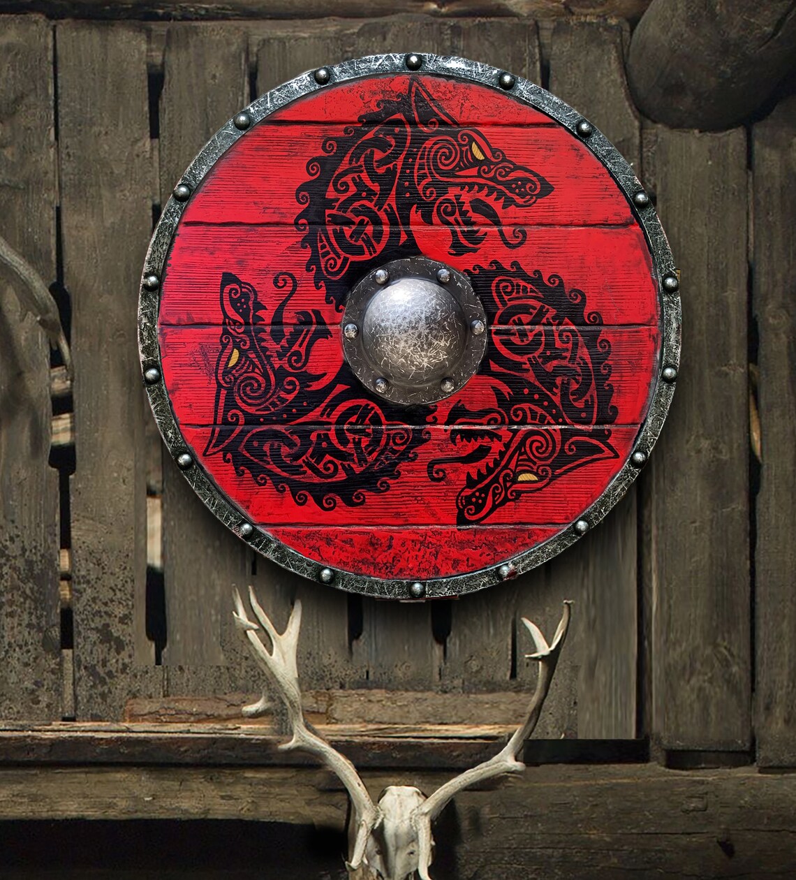 Eivor valhalla raven authentic battleworn viking shield——BUY 3 FREE SHIIPING