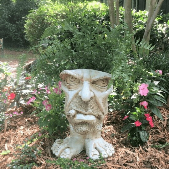 (Gardening Upgrades)MUGGLY'S THE FACE STATUE PLANTER