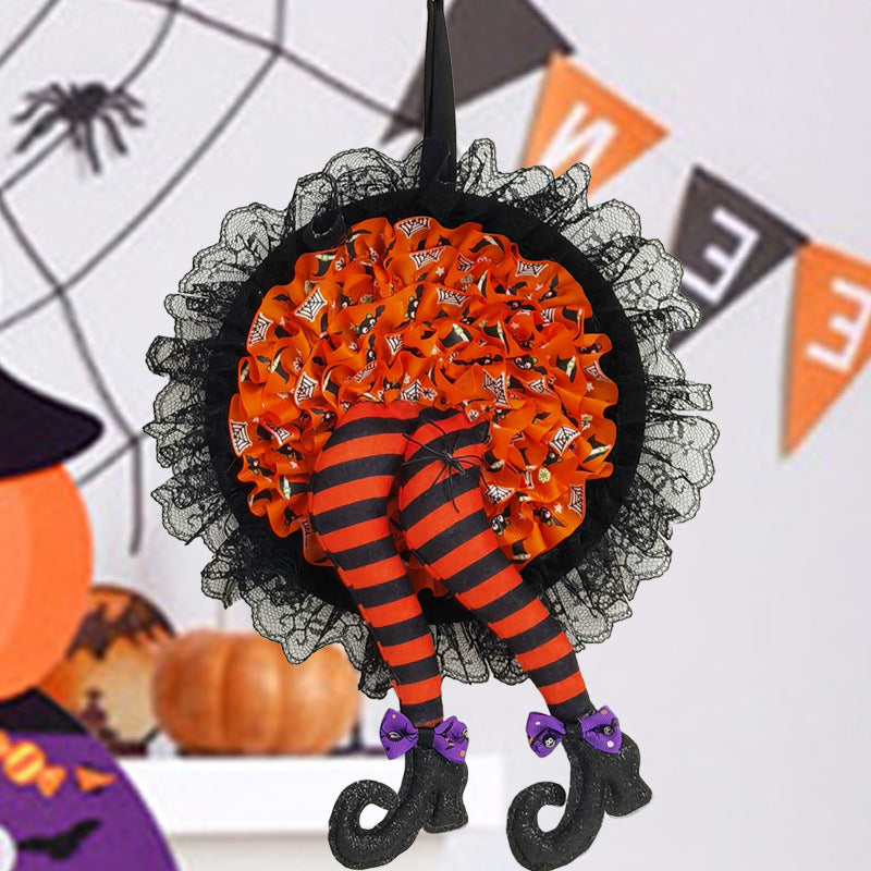 Halloween Witch Long Leg Wreath