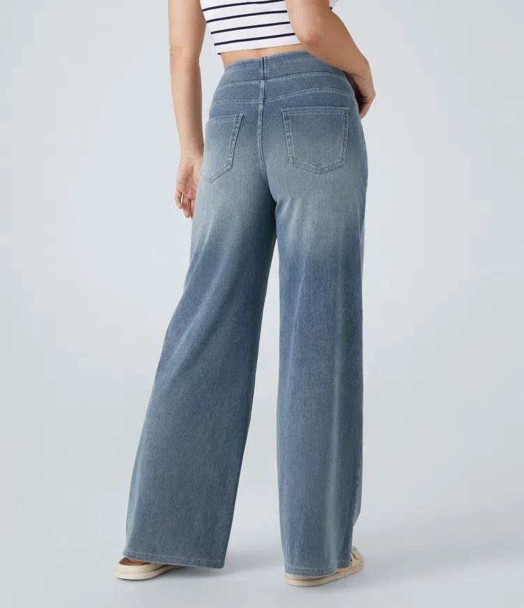 mamymarket™-Quinn Super Stretch High-Waisted Wide Leg Jeans