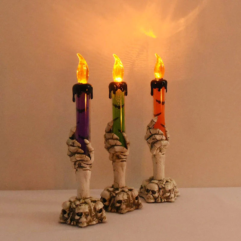 Halloween Ghost Hand Electronic Skeleton Candle Halloween Party Bar Props Decoration Glitter Lamp