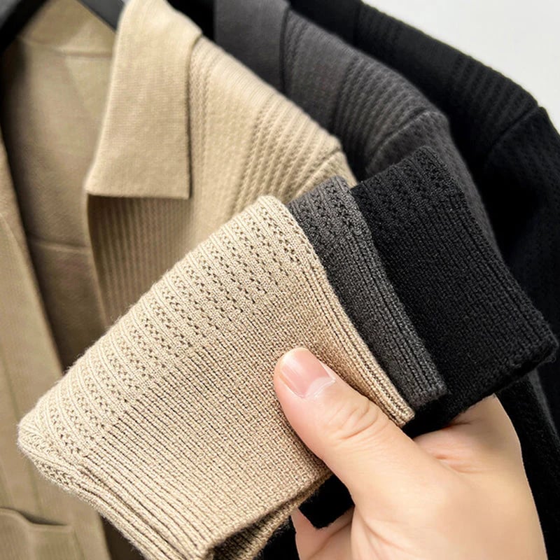 🔥Men's Lapel Knitted Long Sleeve Coat