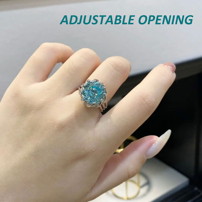 6 Carat Paraiba Blue-green Lotus Diamond Ring