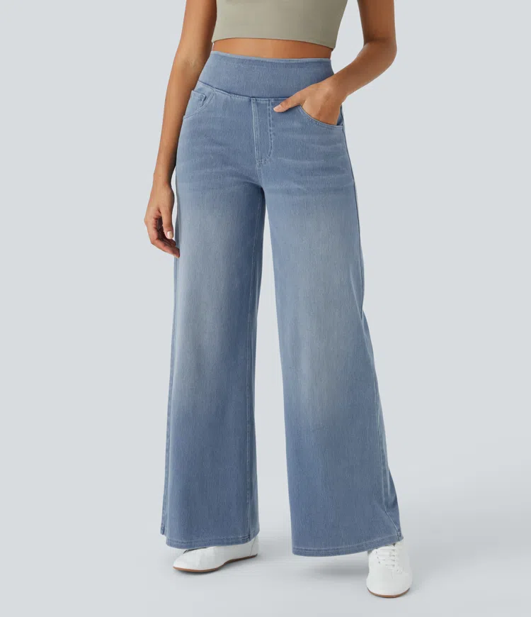 mamymarket™-Quinn Super Stretch High-Waisted Wide Leg Jeans