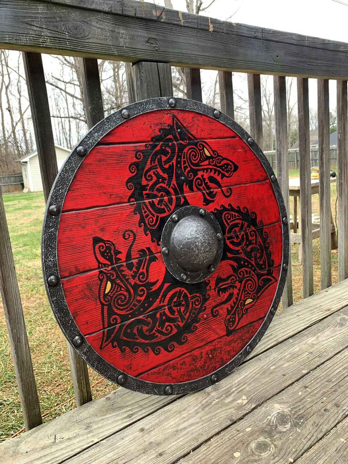 Eivor Valhalla Raven Battle Damaged Viking Wooden Shield 30CM