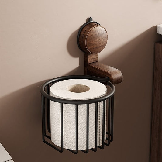 Suction Cup Walnut Paper Towel Holder