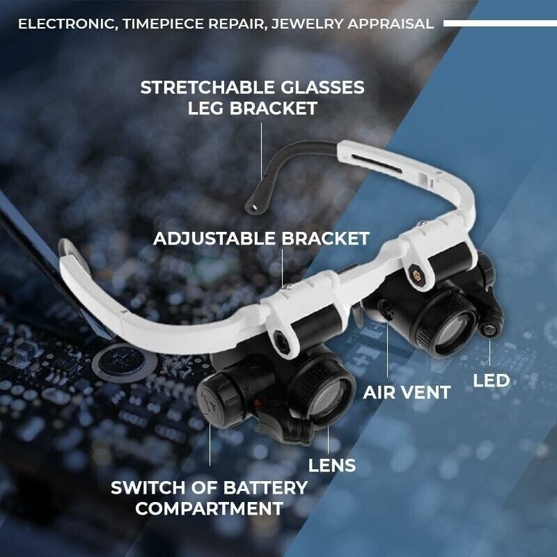 mamymarket™-LED Glasses Magnifier 8x 15x 23x