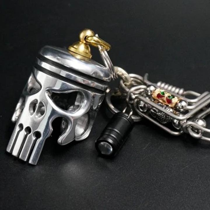 💀Piston art skull keychain [pendant/flashlight/bottle opener]