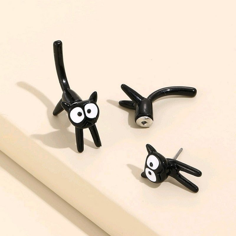 2023 New Funny Small Black Cat Earring for Women Girl Fashion Cute Animal Earrings Fashion Party Jewelry Gifts Wholesale