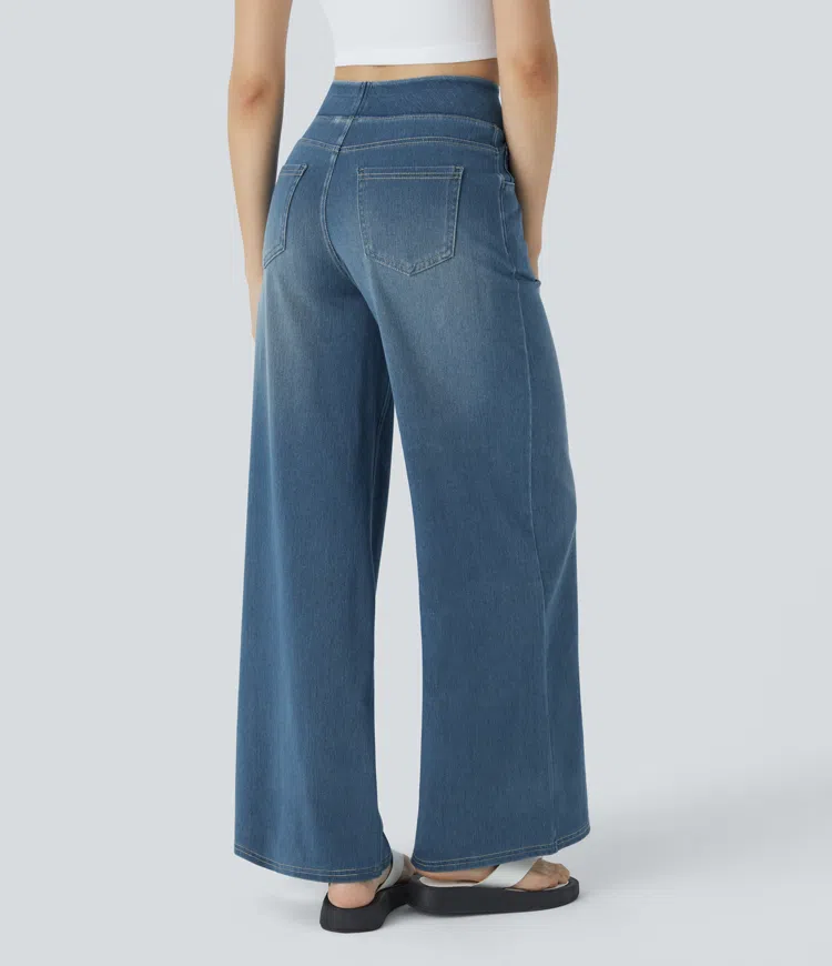 mamymarket™-Quinn Super Stretch High-Waisted Wide Leg Jeans