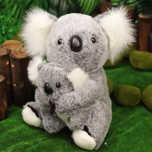 Plush Koala Mother and Child-Gray