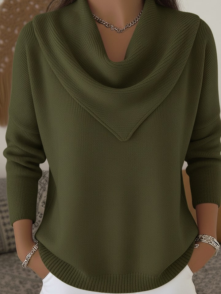 ⏰ LAST DAY SAVE 50% 💥2025 Elegant Retro Soft Triangle Neck Solid Color Sweater Top