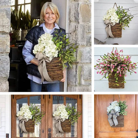 🎁🔥Last Day Promotion -50% OFF💐Cream Hydrangea Door Hanger Basket Wreath