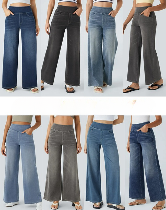 mamymarket™-Quinn Super Stretch High-Waisted Wide Leg Jeans