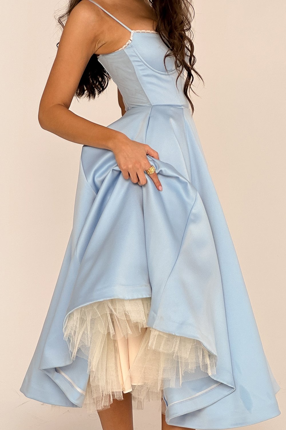 MADEMOISELLE CINDERELLA BLUE TULLE MIDI DRESS