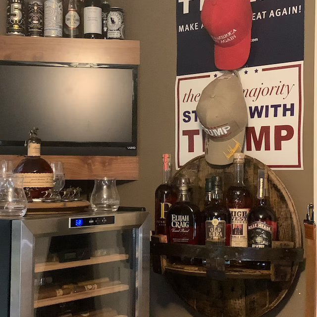 Bourbon whiskey barrel shelf