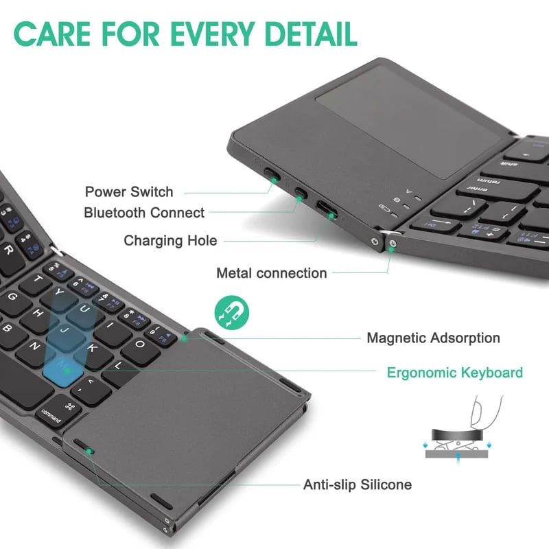 mamymarket™-Foldable Bluetooth Keyboard with Touchpad