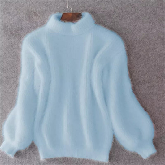 Loose Solid Color Knit Sweater - Vintage Angora Sweater