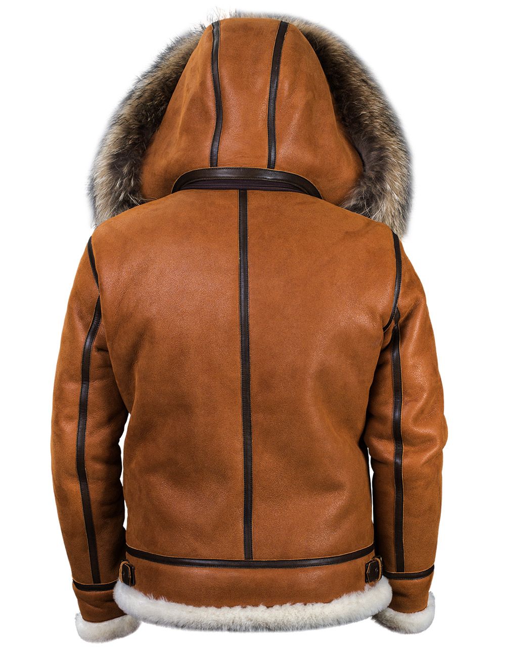 BOMBER B-3 SHEEPSKIN JACKET HOODED WHISKEY[FREE SHIPPING TODAY]