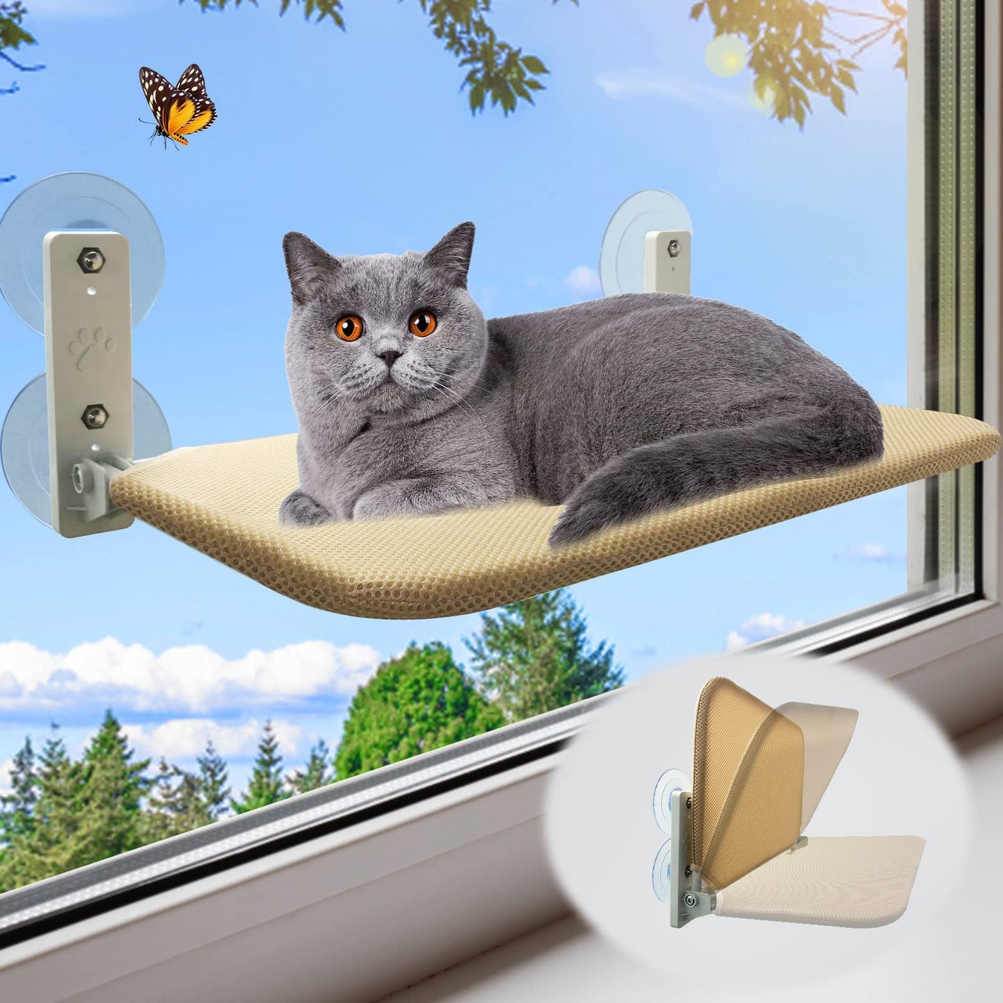 mamymarket™-Foldable Cat Hammock Suction Cup Cat Hammock