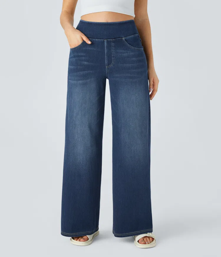 mamymarket™-Quinn Super Stretch High-Waisted Wide Leg Jeans