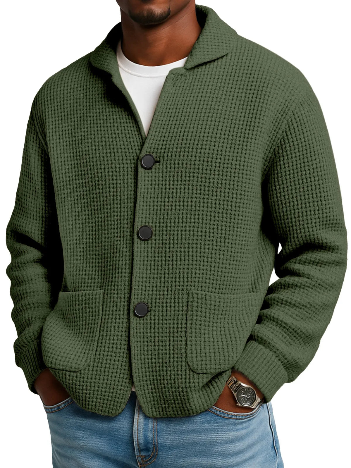 Autumn And Winter Solid Color Stand Collar Knitted Jacket