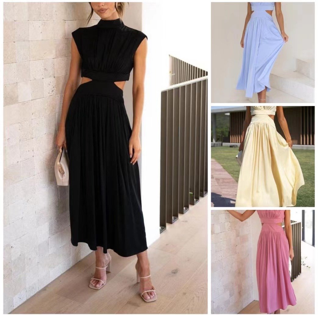 🔥Hot Sale 49%OFF - Cutout Waist Pocketed Vacation Midi Dress